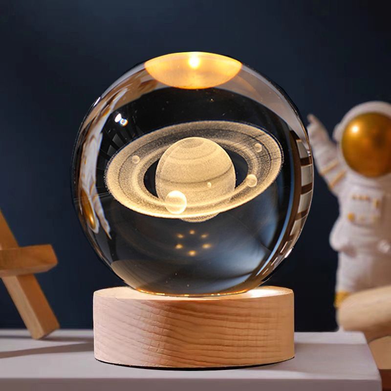 Lamparas de cristal 3D-Luna,Saturno y la Galaxia